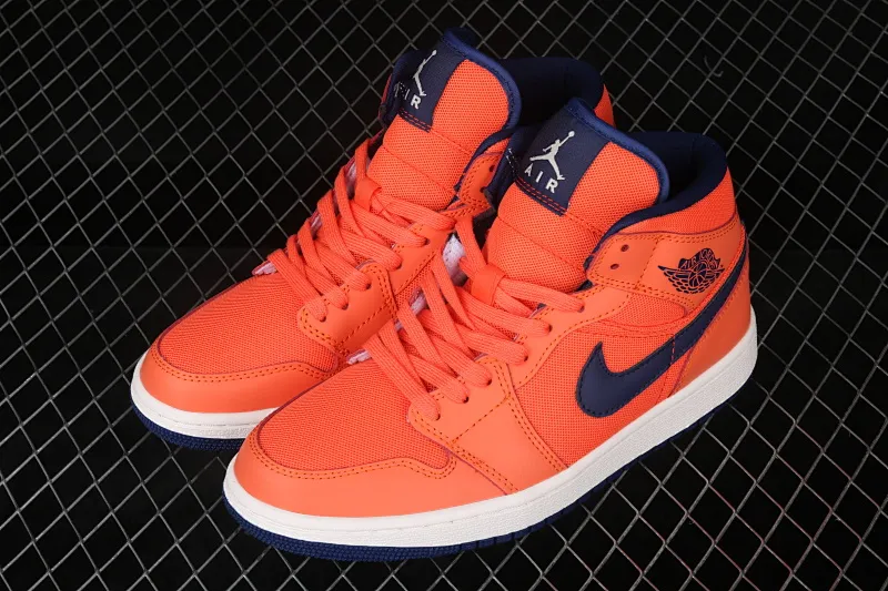 All categories Air Jordan Jordan series basketball shoes Air Jordan 1 Mid Air Jordan 1 Mid AJ1 Joe 1 Zhongbang blue and orange basketball shoes CD7240-801